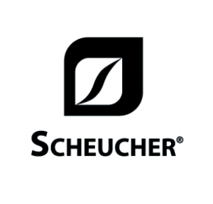 Scheucher Logo Schwarze Schrift und schwarzes Logo
